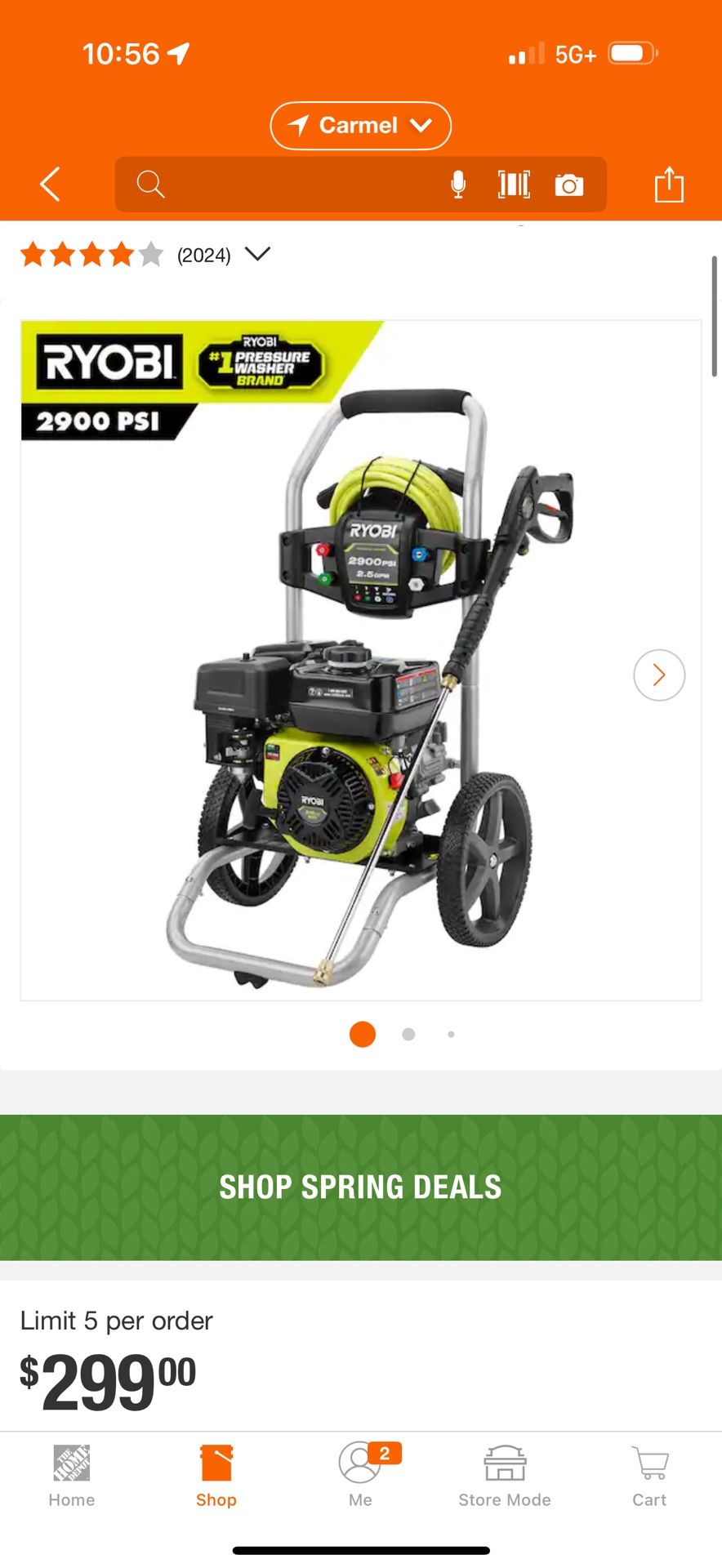 Ryobi 2900 Psi Pressure Washer