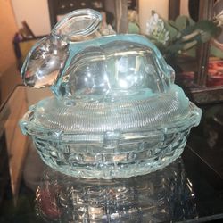 Light Blue Bunny Covered Dish