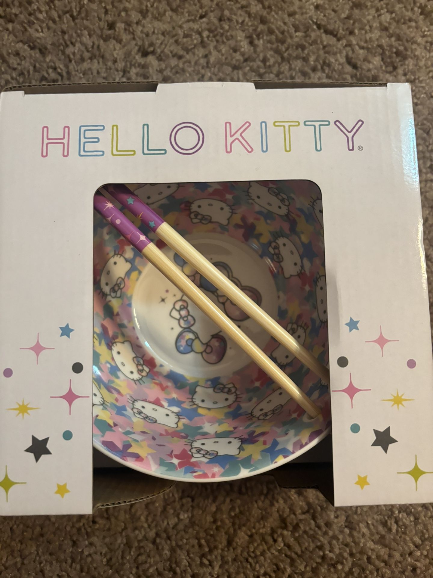 HELLO KITTY. 6 IN. CHOPSTICK BOWL