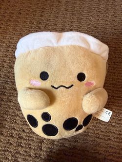 Kawaii Bubble Tea Plush - Tan & White Boba Toy