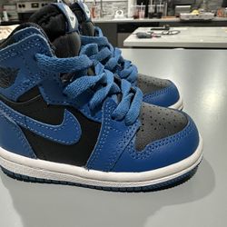 Nike Air Jordan 1 Retro High OG Toddler Baby Shoes Size 5c Marina Blue Black