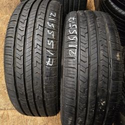 2 Tires 215.55.17 Feretino 99 % Tread Dot 2525