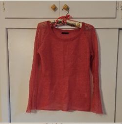 Pink Sheer Knit Long Sleeve Sweater