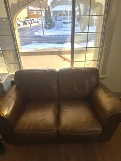 Brown Leather loveseat