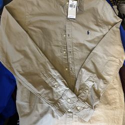 Polo Ralph Lauren Long Sleeve Surrey Tan Button Shirt Size Large New 