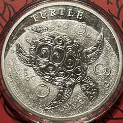 1 Oz Silver New Zealand Mint Hawksbill Turtle silver coin. BU