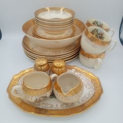 Porcelain Dinnerware Sabin Gold-Trimmed Set of 4