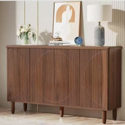 New assembled Buffet Cabinet Sideboard with Storage, Modern Storage Cabinet Sideboard Buffet Table with Doors for Living Room Kitchen Dining Room (Bro