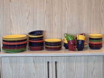 FIESTAWARE  - SERVICE FOR 8 PLUS SERVING PIECES AND EXTRAS - 69 PIECES