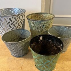 5 Metal Plant Pots See Sizes Below 
