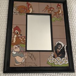 Vintage Walt Disney "Reflections of Bambi" Art Ceramic Tile Mirror RARE 27/50! Signed