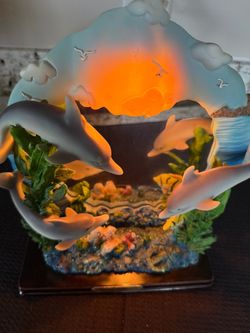 Aquatic Mirror With Dolphins, Fishes & Sea Shells Figurine