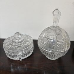 Vintage Cut Crystal Covered Bowls – Set of Two