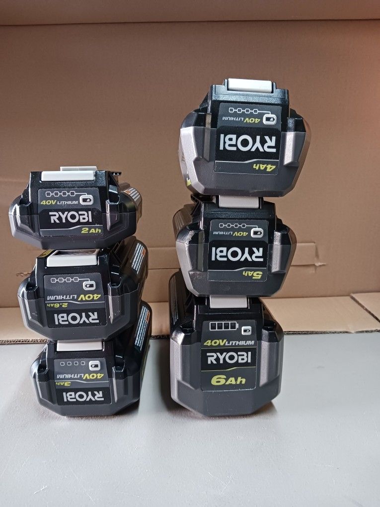 Ryobi 40 Volt Batteries. Fully Charged