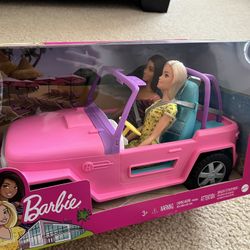 New Barbie Jeep w 2 Dolls - $5 