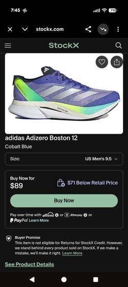 Adizero Boston 12 shoes size 9.5