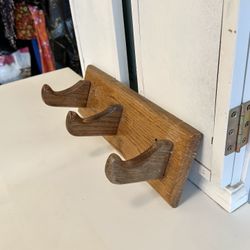 Vintage Coat Rack 3 Hooks Wood Heavy Duty, Mid Century MCM Wall Mounted, Organizer Hangers Entryway, 13” Length