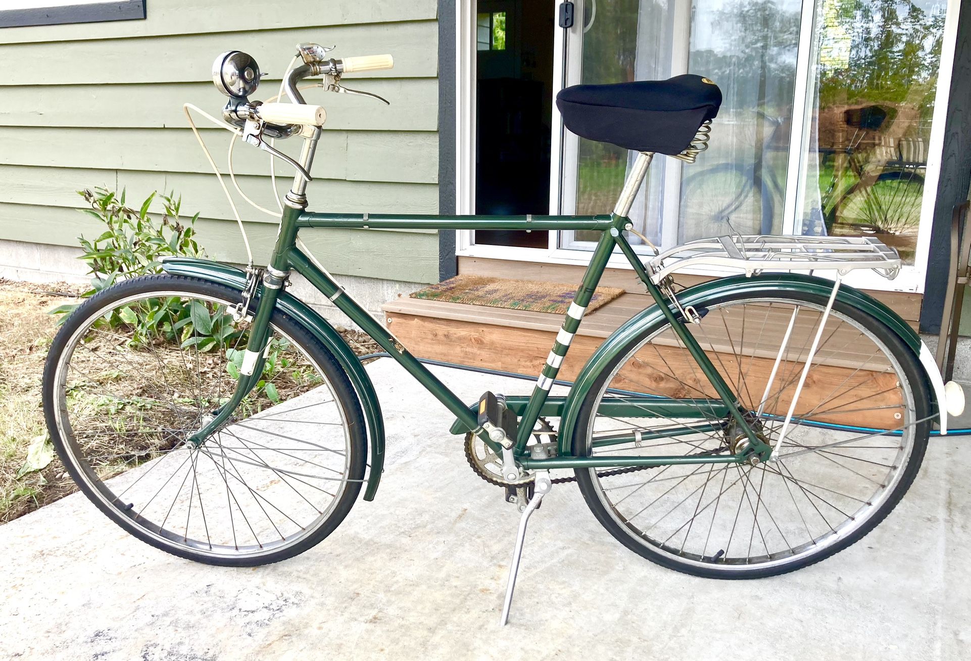 Rare 1960s Hercules Nottingham Vintage 3-Speed Cruiser Bicycle, Green