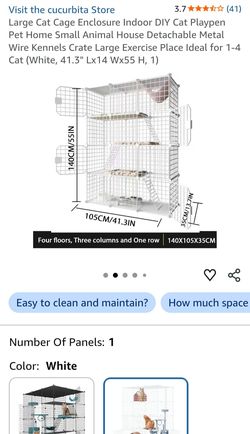 Large Cat Cage Enclosure Indoor DIY Cat Playpen Pet Home Small Animal House Detachable Metal Wire Kennels Crate Large Exercise Place Ideal for 1-4 Cat
