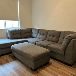 L Sectional Couch , Grey, 
