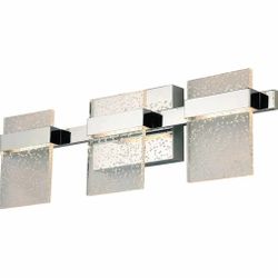 3019: [K] NEW EGLO Madrona 3-Light Wall Sconce Bathroom with Seedy Acrylic Shade Modern Dimmable LED Mirror Vanity Light Fixture, Chrome