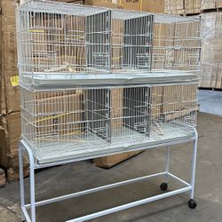 2 of Extra Large Triple Bird Flight Cages With Rolling Stand 