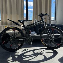 26 ich Folding Mountain Bike, 21 Speed High Carbon Steel Mountain Bike for Adults with 26 Inches Durable Tires, Front Suspension Folding Bicycle for W