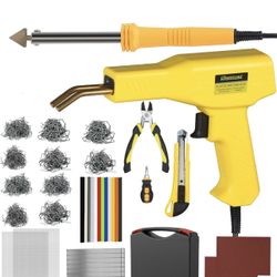 Plastic Welder, 2 in 1 Plastic Welding Kit, SONNLER 1000PCS Hot Stapler Plastic Repair Kit For Car Bumper Crack Repair with Iron, Rods, Metal Mesh, Ab
