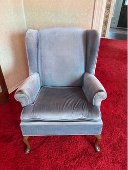 Two living room high back chairs blue $5 each