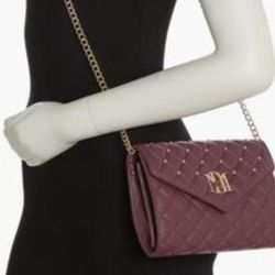 Mischka Diamond Quilted Crossbody Bag in Plum