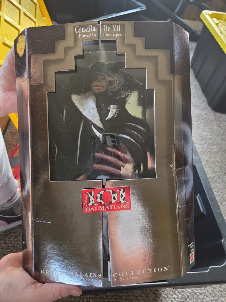 Like New In Box Vintage Mattel Disney Cruella De Vil "Power in Pinstripes" collector doll.