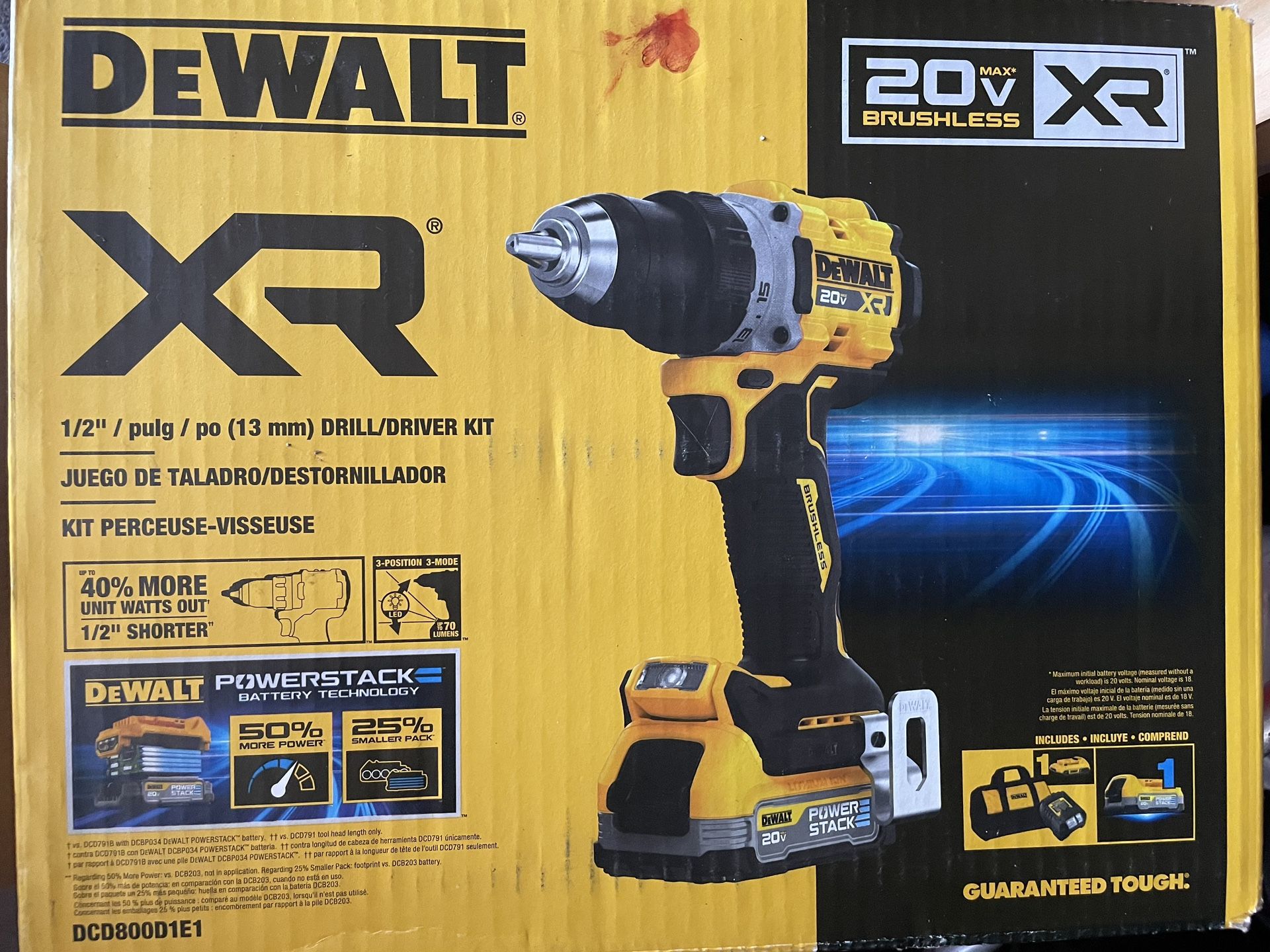 Brand New DeWalt DCD800D1E1 20V Max XR Brushless Drill โ $200 OBO