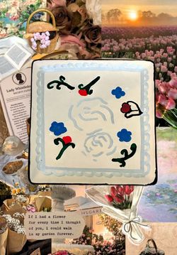 Floral Ceramic Hand-Painted Plate
