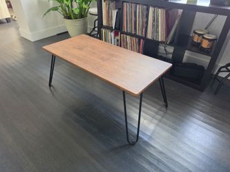 Lavish Home Coffee Table with Hairpin Legs, Brown Woodgrain-Look, 41.25"