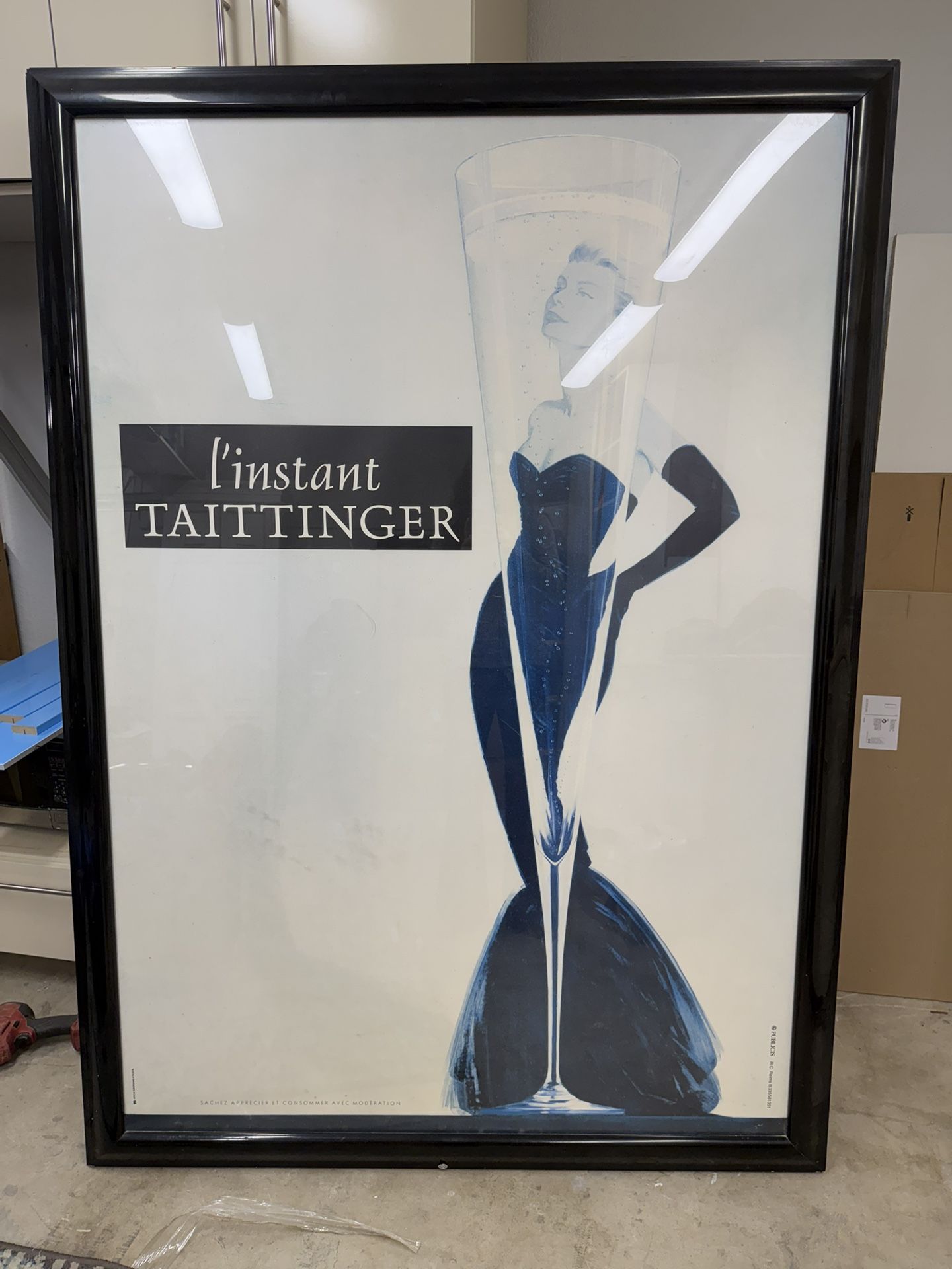 Framed L’Instant Taittinger Champagne Poster Oversized 72”x52”