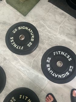 Cash only no Zelle pair of new 55lb Olympic weights plates total 110lb bumper plates new never used check my page for other gym items