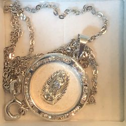 925 Sterling Silver 16 Inches Chain And Virgin Mary Pendant 