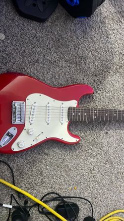 Red Stratocaster-Style Electric Guitar