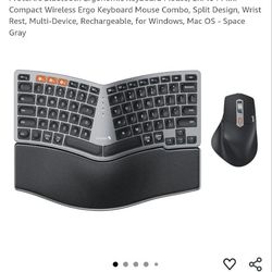 ProtoArc Bluetooth Ergonomic Keyboard Mouse, EKM04 Mini Compact Wireless Ergo Keyboard Mouse Combo,  Multi-Device, Rechargeable