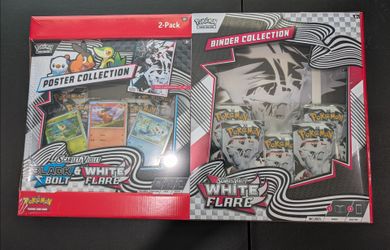 Pokemon White Flare Binder Collection and Unova Poster Collection Bundle
