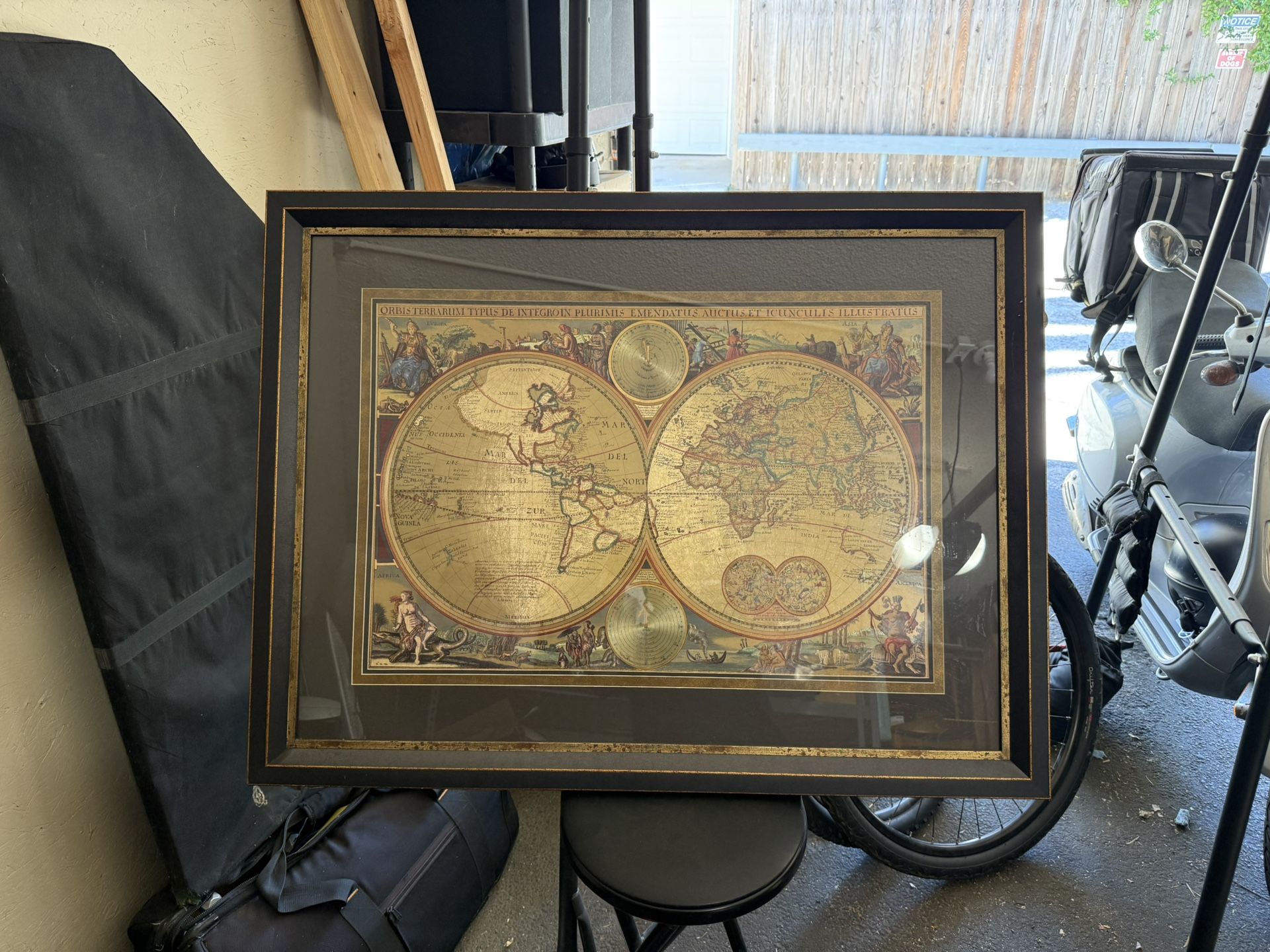 LARGE BOMBAY CO. DOUBLE HEMISPHERE WORLD MAP
