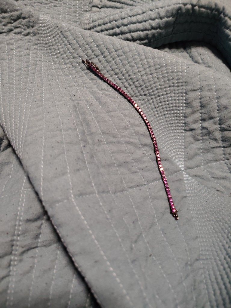 7" Purple Moissanite 5.5kt Set In Black Plated Sterling Silver