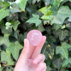 100% Natural Rose Quartz Sphere with Rainbow - Healing Crystal Sphere #3 - 36.3mm