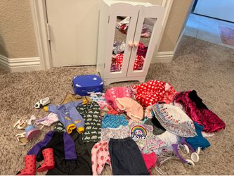 Doll closet & clothes