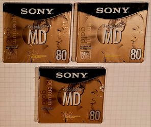 $7 MD  SONY  PREMIUM GOLD  80  BLANK MINI DISC  (3 - SEALED) $7