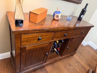 Beautiful Wooden Buffet Sideboard with Wine Rack – $210 OBO