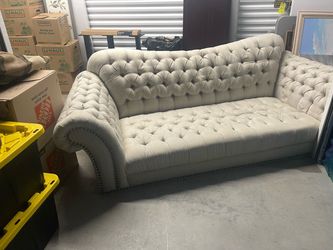Large Wheat Color Tufted Sofa