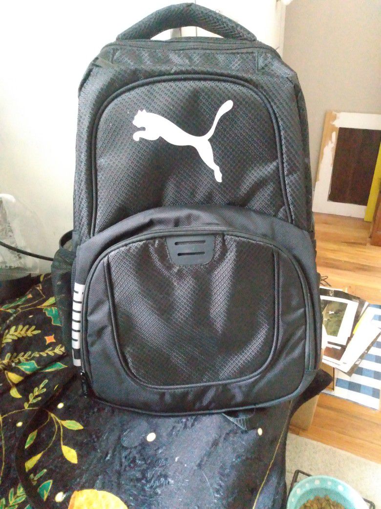 Puma Backpack Black W/White Logo