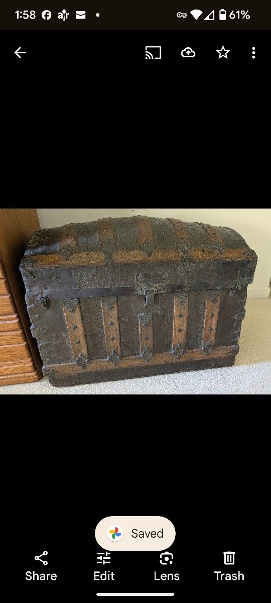 Humpback Wood & Metal Ornate Steamer TRUNK