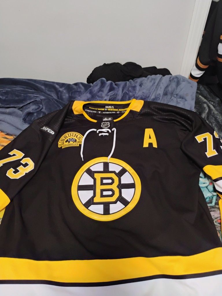 Charlie McAvoy Authentic Pro 100 Year Rapid Jersey Size 56
